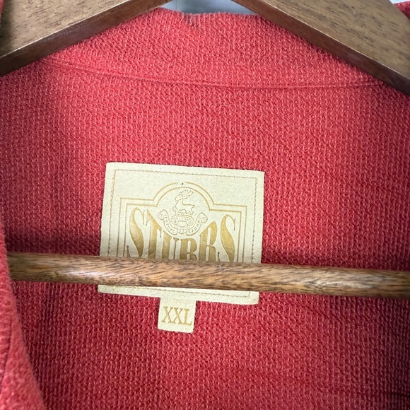 Stubbs Western Bemberg Rustic Red Textured Wooden Button Up Shirt Mens 2XL - Picture 3 of 8